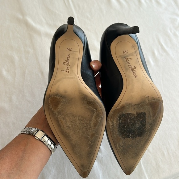 Sam Edelman black leather heels Sz 7W - Picture 4 of 7